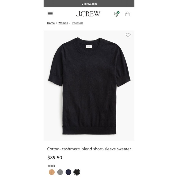 J CREW Cashmere Cotton Blend Short Sleeve Sweater XL Black - Picture 5 of 5